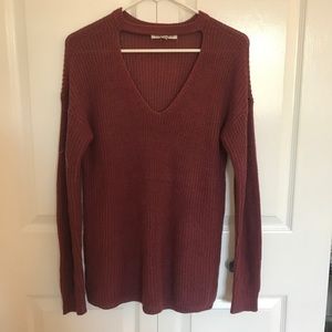 Maroon Cutout Sweater